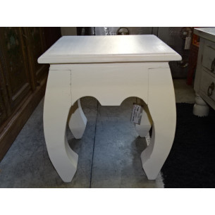 Tabouret opium 40x40 cm patine blanche.