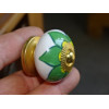 Maniglie per cassetti o porte in porcellana con fiore verde e giallo