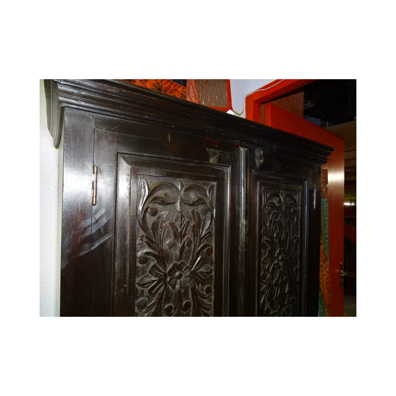 cabinet carved flowers dark patina