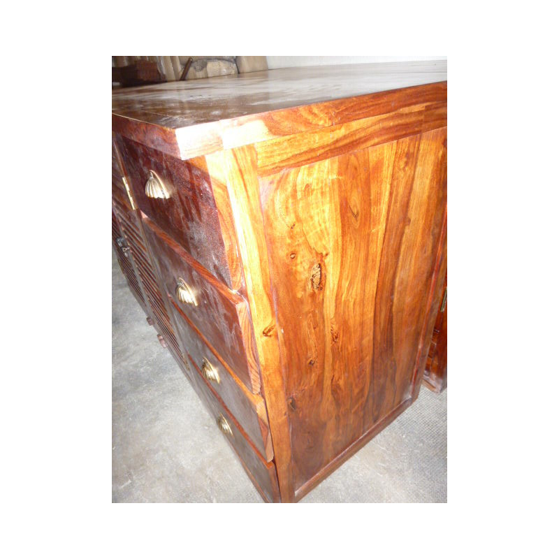 Buffet / porte vasque palissandre 5 tiroirs