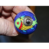 Ultramarine blue porcelain furniture knobs with fish - silver