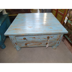 Table basse carrée 4 tiroirs Turquoise