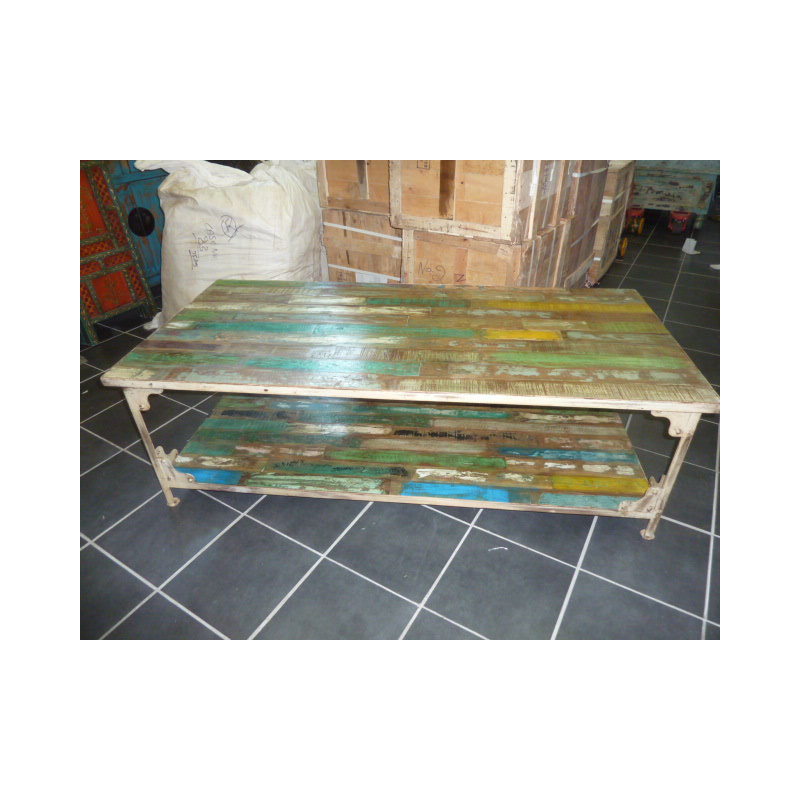 Riciclato industriale tavolino in teak (GM)