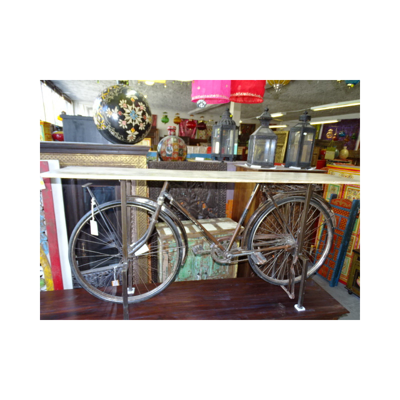Indische Fahrradkonsole aus recyceltem Teakholz