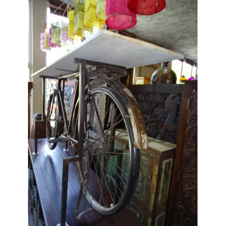 Console bicyclette indienne  avec plateau en teck recyclé