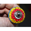 Furniture knobs with large red and orange flower - silver