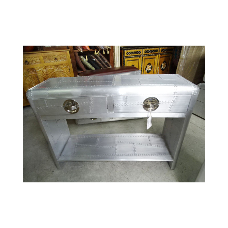 Aviator console with 2 drawers 100x35x75 cm