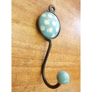 Appendiabiti rotondo azzurro di colore azzurro con puntini di polka bianchi