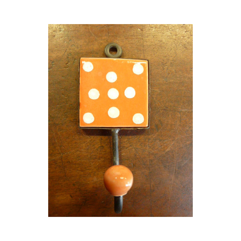 Mini patère orange ciel à pois