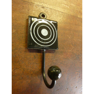 Mini patère Carré noire à cercle