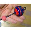round coat hook in red and ultramarine blue porcelain