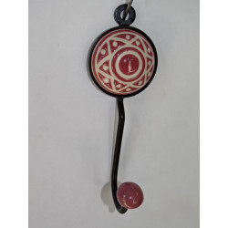 round coat hook with embossed burgundy star