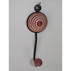 round burgundy coat hook with embossed spiral