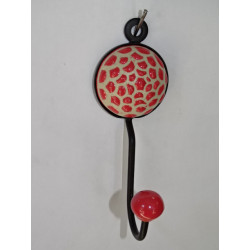 round coat hook with embossed red sunflower flower
