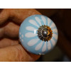 Boutons de meubles en porcelaine bleu ciel et pissenlit blanc - argenté