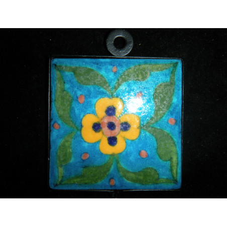 8x8 cm Turquoise 1 fleur jaune