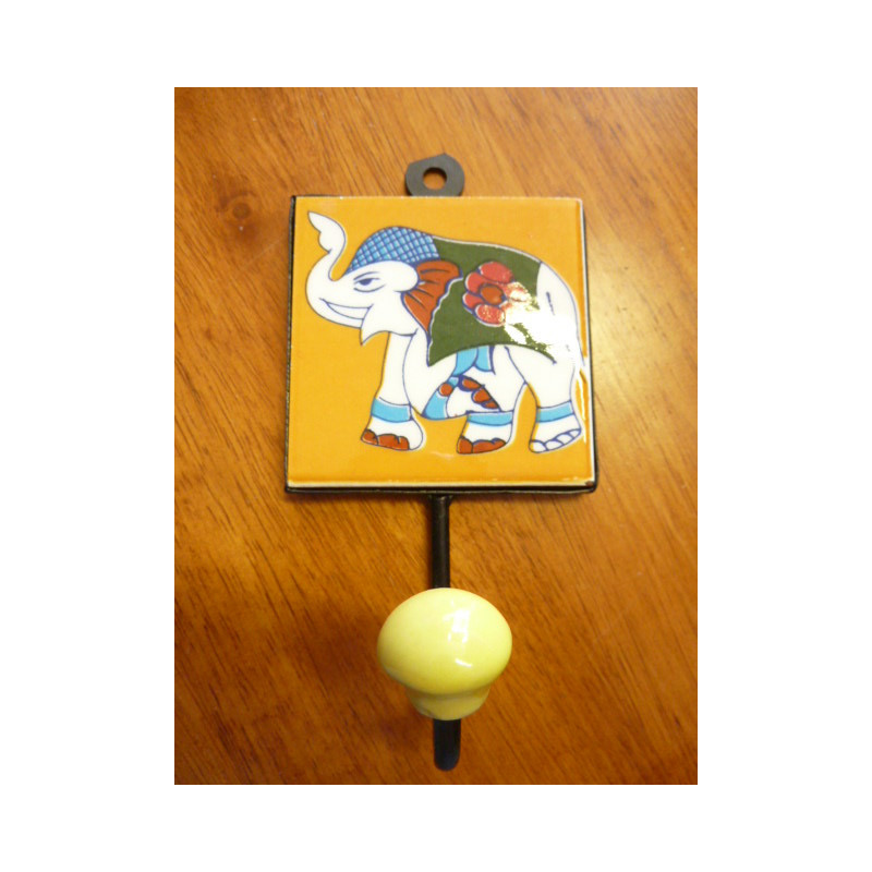 patère 8x8 cm Eléphant giallo gauche