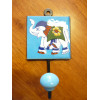 wall hook 8x8 cm Eléphant blue-white left