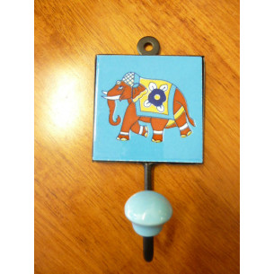 8x8 cm linken Haken blau-braun Elefant
