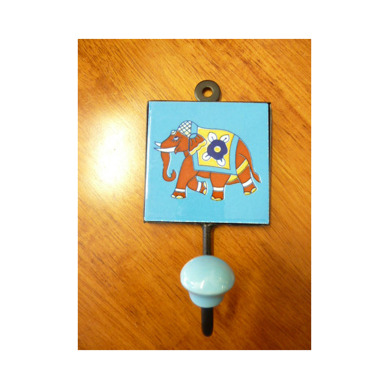 8x8 cm gancho de izquierda azul-marrón Elefante