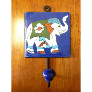 patère 10x10x17 cm Eléphant outremer droite