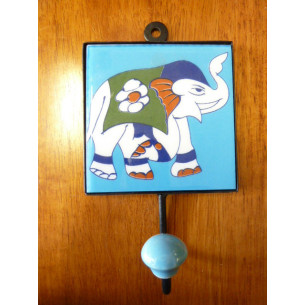 patère 10x10x17 cm Eléphant bleu droite