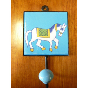Gancho 10x10x17 cm caballo azul droite