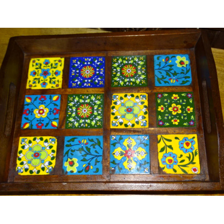 Azulejos de cerámica multicolor tapa de palisandro