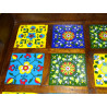 Azulejos de cerámica multicolor tapa de palisandro