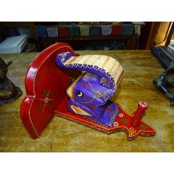 Coat rack console with a carved elephant - red and purple