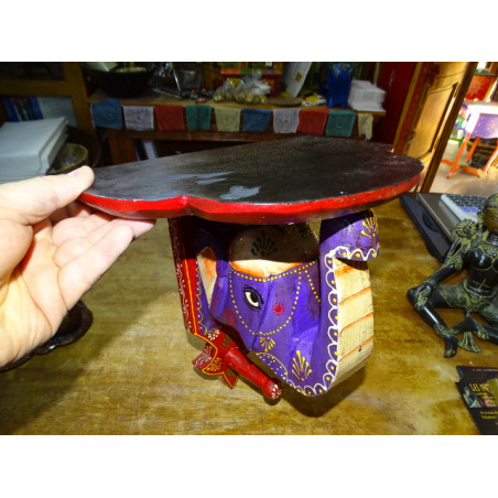 Coat rack console with a carved elephant - red and purple