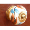 Boutons en porcelaine feuilles orange et bleu