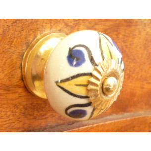 Porcelain knobs white flowers yellows