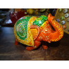 Elefante ceremonial esculpido y pintado a mano naranja - GM