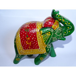 Elefante Cerimoniale Dipinto a Mano Arancione - 15x7x16 Cm