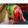 Elefante Cerimoniale Dipinto a Mano Rosso - 15x7x16 Cm