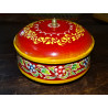Hand painted red round box with a diameter of 14 cm