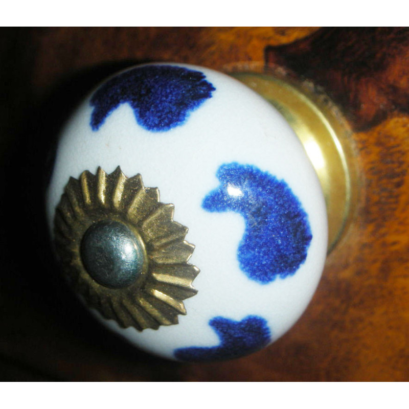Boutons en porcelaine poissons bleus foncé