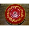 Handbemalte rote runde Dose mit einem Durchmesser von 11 cm