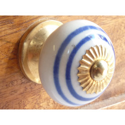 Porcelain knobs white line dark-blue