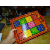 Mango wood tray hand painted red color - MM