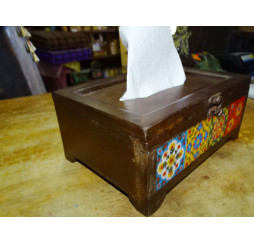 Tissue box in wood and ceramic tiles 22x10x16 cm
