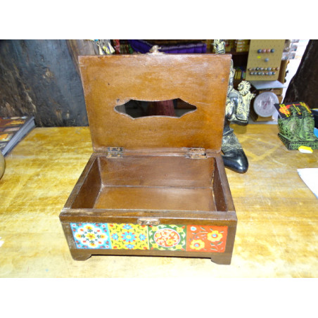 Caja de pañuelos de madera y cerámica 22x10x16 cm