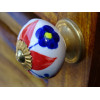 Porcelain knobs 4 pétales reds