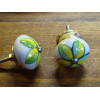 Poignée en porcelaine fleur verte et jaune