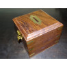 Piggy bank in solid rosewood and brass 10x10x8 cm