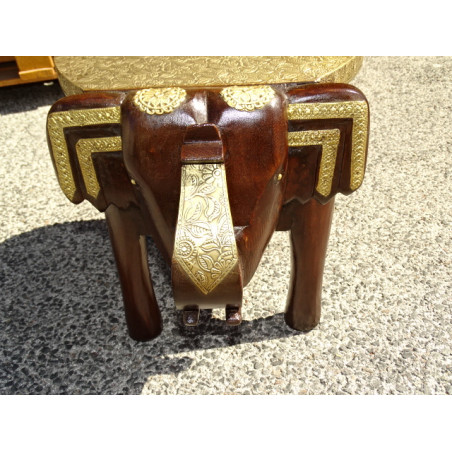 Elefantenhocker oder Beistelltisch aus Palisander und Messing - 36 cm