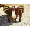 Taburete o mesa auxiliar elefante de palisandro y latón - 36 cm