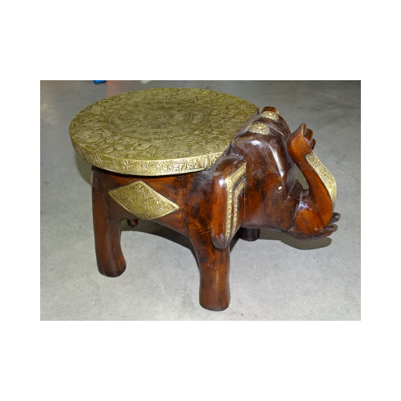 Elefantenhocker oder Beistelltisch aus Palisander und Messing - 29 cm