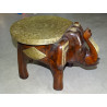 Rosewood and brass elephant stool or end table - 29 cm